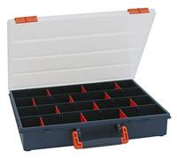 Mobil Plastic - Boîte de rangement 4 compartiments + 12 intercalaires amovibles CLASS 41 - Bleu - Transparent, Smooth, Clasp - 400mm x 70mm x 340mm