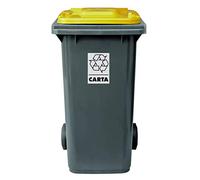 Mobil Plastic Poubelle à roulettes pour tri sélectif 240 L pour usage extérieur - Gris Jaune (Uni EN 840)