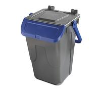 Mobil Plastic Poubelle de tri gris avec porte basculante bleue - modèle Ecology - 35 litres