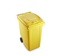 Mobil Plastic Poubelle pour tri sélectif de déchets 360 l, certifiée Uni en 840 pour Usage extérieur, Couleur Jaune