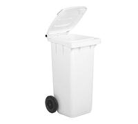 Mobil Plastic - Poubelle Tri Sélectif 120L avec Couvercle et Roues - Conteneur Déchets Extérieur en Plastique PEHD Résistant - Blanc - Certifiée Norme UNI EN 840