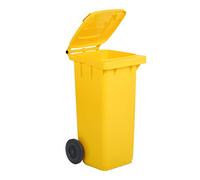 Mobil Plastic - Poubelle Tri Sélectif 120L avec Couvercle et Roues - Conteneur Déchets Extérieur en Plastique PEHD Résistant - Jaune - Certifiée Norme UNI EN 840