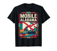 Mobile Alabama Drapeau Bataille navale Histoire Rétro Art T-Shirt