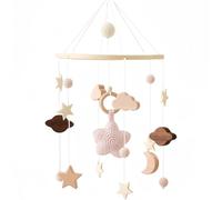 Mobile animaux de la forêt, cloche de lit mobile avec étoiles en bois, jouet mobile pour lit bébé avec crochet, étoile, lune, nuages, rose, carillon à vent suspendu, cloche de lit en feutre, table à