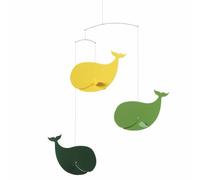 Mobile Baleines Heureuses Vert et Jaune Flensted Mobiles