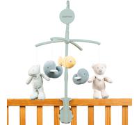 Nattou Mobile avec Boîte Musicale en Polyester, Crocodile, Ours et Baleine, Douce berceuse "La-Le-Lu", env. 65 x 31 cm, Roméo, Jules et Sally, Multicolore