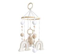 Mobile Bébé, Mobile Boule en Feutre Mobile pour Lit Bébé Mobile Bois Bébé, Mobile à Pompon Mobile Lit Bébé Fille Mobile pour Berceau Arc en Ciel Décoration de Berceau Garçon et Fille