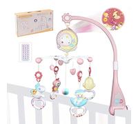 Mobile bébé pour lit de bébé, Aolkee Mobile musical pour lit bébé rotatif à 360 ° avec lumières, hochets rotatifs suspendus, boîte à musique télécommandée, mobile musical pour nouveau-né