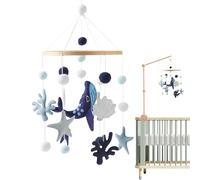 Mobile Bébé - Thème Neutre | Jouet Développement Crèche Chambre Enfant Maison | Mobile Baleine Corail Étoile Mer Coquillage | Anneau Stable Pour Éveil Sensoriel Motricité Main Pied