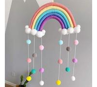 Mobile Bébé Tissage Arc-En-Ciel Ornements Mur Suspendu Bébé Coton Hochet Cloche À Main Jouet Carillons À Vent Jouets Décor De Chambre D'enfants