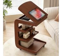 Mobile C Table d'appoint avec roulettes à 3 niveaux - Panneau d'angle réglable - Table d'appoint compacte pour salon et chambre à coucher - Parfaite pour les petits espaces (marron)