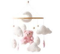 Mobile de berceau, mobile de bébé 17, 7 x 9 pouces pour berceau, décor chambre d'enfant en velours en peluche ours mignon, bébé suspendu rotatif à 360 ° pour chambre d'enfant pour