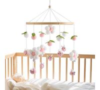 Mobile de berceau pour garçon,Jouet décoration en bois | Avec pompons, fleurs, abeilles, mobile pour couffin - pour garçons, filles, jeunes, bébés, crèche, maison, voyage, poussette