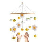 Mobile de berceau pour garçon - Jouets Suspendus et Décoration - Avec Pompons Fleurs Abeilles Mobile Bois Lit Bébé,Pour Garçons, Filles, Jeunes, Crèche, Chambre À Coucher, Maternelle, Voyages, Pousse