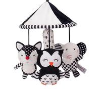 Mobile De Berceau | Sucette Mobile Noire Et Blanche - Mobile Donne Une Stimulation Visuelle Pour Nouveau-né, En Peluche Hibou Éléphant Renard Pour Garçons Et Filles Jouet Mobile