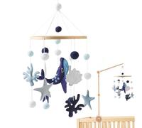 Mobile De Chambre D'enfant Neutre Baleine De Mer - 19,7 Cm, Thème Océan | Mobile Pour Berceau De Bébé Sea Creatures - En Bois | Matériau En Tissu Non Tissé | Conception D'étoile De Mer Pour Le Parc Et