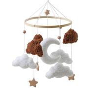 Mobile de chambre d'enfant pour enfants, mobile à suspendre pour berceau avec nuage doux, lune et étoile en bois, convient aux berceaux et poussettes pour chambre à coucher, salon, marron