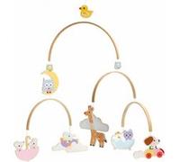 Mobile decoratif en bois les bebes animaux Jaune G