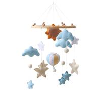 Mobile doux à suspendre pour berceau, motif ballon de soleil avec étoiles en feutre, nuages et ballons, parfait pour la crèche, sans danger pour les bébés