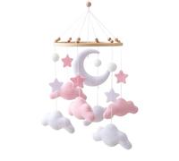 Mobile en feutre rose pour poussette, lune, étoile, nuage, décoration à suspendre, pour garçons et filles, décoratif, apaisant, parfait pour poussettes, berceaux, chambre