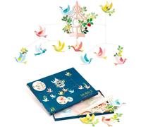 Mobile Enfant La Cage Aux Oiseaux - Décoration De Berceau Bébé, Favorise L'eveil - Entre Poésie Et Réalité - Papier, Carton & Fil Métallique - Facile À Suspendre (Fixation Adhésive) - 80 X 48cm