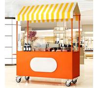 Mobile et Pliable sur roulettes, Chariot De Stand De Vendeur Portable, Présentoir De Marché Aux Fleurs, Chariot à Hot-Dogs/Glaces pour Entreprises(Orange,120cm/47.2in)