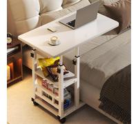Mobile Et Table De Chevet Inclinable, Table Roulante Portable, Petit Lit Bureau Debout Mobile, Support pour Ordinateur Portable Roulant, Chariot Ordinateur(White)