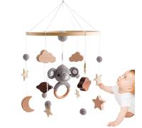 Mobile for Crib, Wooden Moon Stars Crib Mobile, Nursery Decor Crib Mobile, Bassinet Toy For Babies, Nursery Mobiles Crib Toys, Bed Bell Pendant For Babies, Visual Stimulation Crib Mobile, Baby Crib