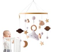 Mobile for Crib, Wooden Moon Stars Crib Mobile, Nursery Decor Crib Mobile, Bassinet Toy For Babies, Nursery Mobiles Crib Toys, Bed Bell Pendant For Babies, Visual Stimulation Crib Mobile, Baby Crib