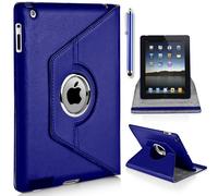 Mobile-Heaven Étui pivotant à 360° imitation cuir avec câble USB film protecteur d'écran et stylet pour iPad 2 3 et 4 iPad Air / iPad 5 - noir foncé