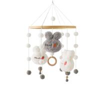 Mobile Hochet En Bois Pour Bébé De 0 À 12 Mois,Boîte À Musique Pour,Sous-Marine,Andorre,Cloche,Support,Invite,Cpull - Type Rabbit Head Gray
