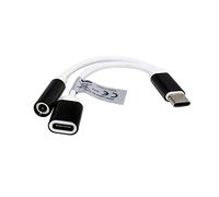 Mobile-Laden Adaptateur Audio stéréo Compatible avec Crosscall Stellar-M6 Chamonix, USB-C à 3,5 mm + Prise de Charge, env. 12,50cm