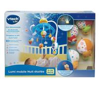 VTech - Lumi Mobile Nuit Étoilée, Mobile Musical Lit Bébé avec Télécommande, 4 Animaux en Peluche, Projection au Plafond, Musique Douce et Sons de la Nature, Cadeau de Naissance - Contenu en Français