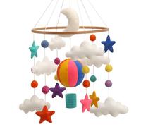 Mobile montgolfière pour berceau - Un mobile pour bébé neutre avec nuages et étoiles dans des couleurs contrastées à travailler avec une montgolfière à air chaud pour décoration de chambre d'enfant
