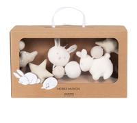 Mobile musical bébé écru, blanc et taupe 40x66x40cm Blanc