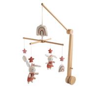 Mobile musical en bois avec jouets en coton rose TU