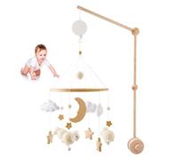 Mobile Musical en Bois avec Support Réglable et Boîte à Musique Décoration de Berceau Garçon et Fille (Beige)
