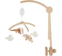 Noukies – Mobile musical Bois Pastel Bali, Moka & Snow – Pour berceau, lit à barreaux et parc