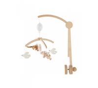 Noukies – Mobile musical Bois Pastel Bali, Moka & Snow – Pour berceau, lit à barreaux et parc