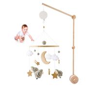 Mobile Musical en Bois pour Lit Bébé avec Mouton, Support Réglable et Boîte à Musique - Cloche de Lit pour Chambre de Bébé, Décoration de Berceau pour Garçon et Fille (Gris)