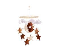 Mobile Musical Lit Bébé, Mobile Bébé en Bois, Carillon de Vent Suspendu Mobile, Tissu non tissé Étoiles Nuages Bébé Cloche de Lit avec Boules de Feutre Bébé Lit Pendentif Pour Nouveau-né Garçon Fille