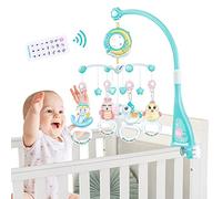 Mobile Musical Lit Bébé - Mobile Bebe Jouet 0-3 Mois avec 150 Mélodies et Projecteur, Télécommande Boite a Musique Bebe avec, Veilleuse, Fonction de Temporisation - Coffret Naissance Garcon, Bleu