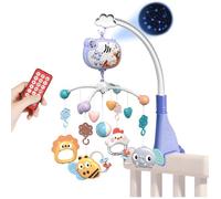 Mobile Musical Lit Bébé, Mobile Musical Berceau Bébé avec Lumières et Télécommandé, Projecteur, Cadeau pour Nouveau Née