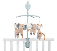Nattou Mobile Musical en Coton et Polyester, Girafe et Éléphant, Berceuse Douce "La-Le-Lu", Environ 31 x 31 cm, Luna et Axel, Ver/Beige 748247