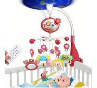 Mobile Musical pour Lit Bébé - Lumières, Musique & Projecteur avec Télécommande - Cadeau Idéal pour Nouveau-Né, Couleur Rose