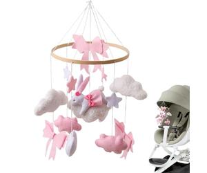 Mobile Musical Pour Lit Bébé,Mobile Crochet Lapin pour Lit Nourrisson | Jouet Sensoriel Rotatif, Apaisant Bohème pour Filles et Garçons, Chambre d'Enfant, Salon