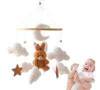 Mobile musical Safari - Jouet musical d'aide au sommeil pour bébé avec des animaux mignons - Boîte à musique mobile pour bébé Melody, lit bébé mobile, avec étoiles, lunes et nuages au crochet décora
