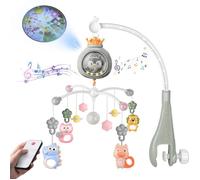 Mobile Musicale Bebe - BRAKORERS - avec Veilleuse et Projecteur 150 Berceuses Hochets Rotatifs,manchot Gris
