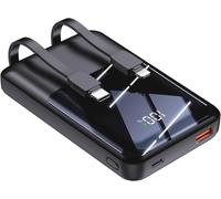 Mobile Phone Charger With Built-In Cables 10000mah Power Bank 22.5w Quick Charge Led Display Ultra-Compact Usb C Battery Compatible With Iphone 16 15 14 13 12 Etc (Black, 10000mah)