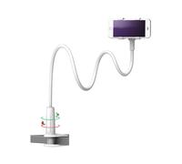 Mobile Phone Flexible 360o Clip Mount Stand Holder Bed Desktop Bracket Clamp Wht